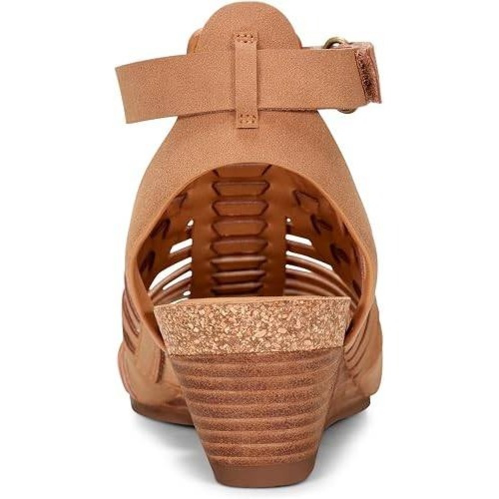 Earth Hattie Fisherman Wedge Sandals Cognac Brown Leather Strappy Womens 8 M NEW - Picture 6 of 6